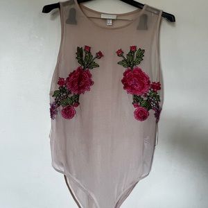 Floral mesh bodysuit